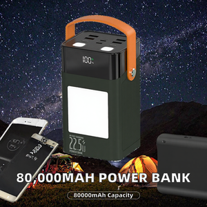 แบตสำรองอเนกประสงค์ความจุสูงสำหรับใช้งานกลางแจ้ง Li-Polymer 80000mah รองรับ PD 22.5W ชาร์จเร็ว สายในตัว 4 ช่อง USB Type-C พร้อมไฟ LED - Product Image 2