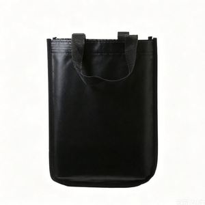 Waterproof Laminated Non Woven Tote With <b>Black</b> <b>Edge</b> Binding Reusable Small Rounded Corners Shopping Gift Bags - Product Image 2