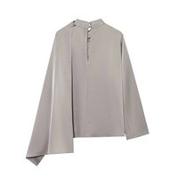 TAOP&ZA Nouvelle Collection Printemps 2026 – Chemise élégante et tendance pour femme à col montant, manches longues, plissée, en satin, avec châle intégré 1305167
