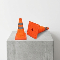Cône de signalisation réfléchissant pliable/rétractable de 30 cm à fixation au sol, en tissu PP/Oxford, sans signal sonore, pour la sécurité routière