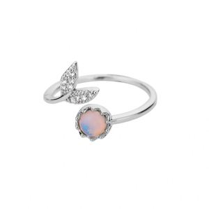 New Trend Women Leaf Diamond Opal <b>Ring</b> Personalized Simple Opening Adjustable <b>Couple</b> Wedding <b>Rings</b> Jewelry - Product Image 6