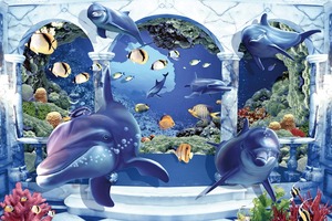 Seaworld piso 3d de impresión de delfín de baño de diseño 3d azulejos - Product Image 2