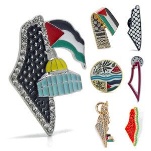 2025新卸売金属パレスチナお土産ギフトパレスチナスカーフブローチカケード旗ラペルピンエナメルパレスチナ地図バッジピン - Product Image 1