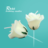 Bougie réaliste en forme de rose blanche, élégante décoration florale pour gâteau avec pique, idéale pour mariage, anniversaire et fêtes romantiques