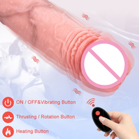 Gode vibrant à télécommande sans fil avec chauffage télescopique marron en silicone Grand gode réaliste Gode femme