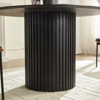 [Stock US] Table à manger ronde en MDF de style moderne du milieu du siècle, 46,45 pouces, en NOIR, expédition rapide depuis l'entrepôt US, MOQ 1 unité