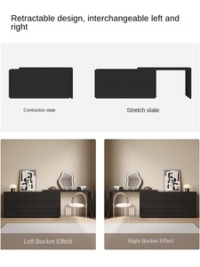 Modern Dressing <strong>Table</strong> <strong>Makeup</strong> Desk Integrated Bucket Cabinet <strong>Black</strong> Finish Lighted Mirror Stainless Steel Wall Mounted for Hotel - Product Image 4