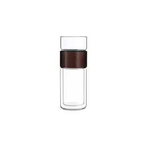 New tech Dry and wet separation tea water bottle High Borosilicate glass water bottle portable fashion office essential bottle