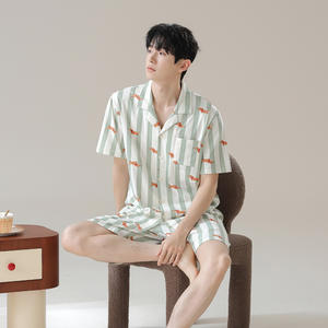 <span class=keywords><strong>Pigiama</strong></span> da donna in cotone satinato a maniche corte abito da <span class=keywords><strong>uomo</strong></span> abbigliamento Casual per la primavera e l'estate <span class=keywords><strong>taglie</strong></span> <span class=keywords><strong>forti</strong></span> morbido e Sexy - Product Image 6