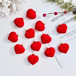 Cross-border New Special-Shaped Flocked Heart Plastic Creative Shatterproof Reusable <b>Hanging</b> Ornaments 3-Color <b>Christmas</b> <b>Trees</b> - Product Image 1