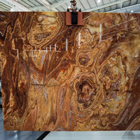 Goldtop personnalisé naturel rétro-éclairé translucide brun tigre onyx jade marbre fond dalles de panneau mural
