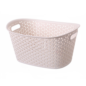 Hollowed-out Plastic <b>Storage</b> <b>Basket</b> Oval With Handle For Organizing <b>Toys</b> Books And Cosmetics White - Product Image 5