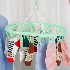 20pcs Oval Sock Dryer Wind-proof Clothes Plastic Hangers For Socks Lingerie Underwear