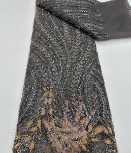 Tissu en dentelle très demandé, dentelle française de haute qualité, dentelle élégante avec des paillettes, des perles et des broderies, matière pour robe de soirée - Product Image 4