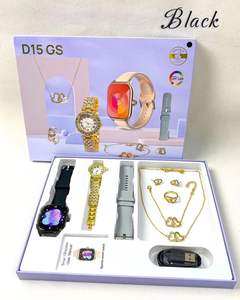 Confezione regalo di lusso D15 GS 6-in-1 da donna elegante abito quadrato impermeabile collana orecchini anello risposta funzione compatibile iOS - Product Image 4