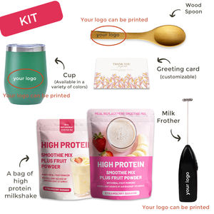 Poudre <span class=keywords><strong>de</strong></span> substitut <span class=keywords><strong>de</strong></span> repas pour la gestion du poids, saveur fraise banane, smoothie protéiné sans OGM et sans gluten - Product Image 2