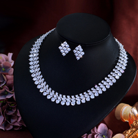 Magnifique Parure de Bijoux de Mariée de Luxe pour Femme, Collier Grand et Boucles d'Oreilles en Zircon Cubique, Style Africain et Moyen-Orient, Accessoires de Robe