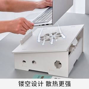 Soporte para computadora portátil, organizador de escritorio compuesto de madera y plástico de 2 niveles para uso en oficinas y dormitorios - Product Image 3