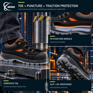 Unisex Safety <strong>Shoes</strong> with Nubuck Leather &amp; Microfiber Upper Anti-Puncture Midsole PU Outsole - Product Image 4
