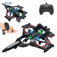 Avión RC de Espuma AiJH con Luces LED de Colores, Avión con Giro de 360°, Avión de Combate para Principiantes, Planeador RC Fácil de Volar, Juguetes de Aviones RC