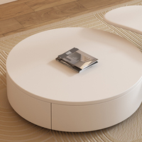 Table basse et meuble TV ronds en métal blanc de style farmhouse pour chambre, atelier et salon