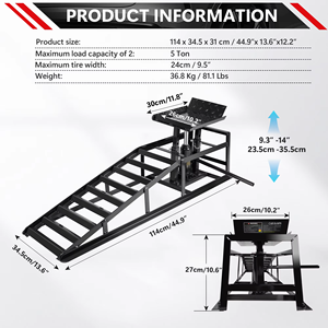 2pcs 5 Ton Heavy-Duty Portable Hydraulique Camion Service Ascenseur Rampes <span class=keywords><strong>Auto</strong></span> <span class=keywords><strong>Garage</strong></span> Réparation pour Camions Véhicules - Product Image 2