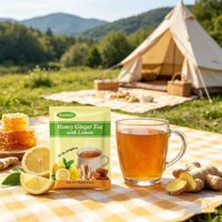 Thé instantané naturel au gingembre et au miel avec citron, sachet de 18g, vente en gros, boisson instantanée au gingembre et au citron avec du miel