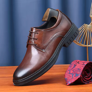 Chaussures habillées pour hommes automne 2025 – Nouveauté en cuir véritable, style britannique, pour affaires, mariage, marié – Derby à lacets à semelle souple - Product Image 3