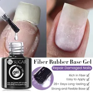 UR SUGAR 7ml Clear Fiber Glass Rubber Base Coat Gel Nail Polish for Nails Reinforce Repair Strengthen