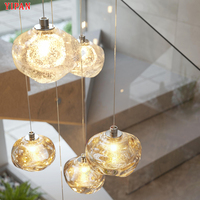 Lustre LED de luxe personnalisé boule ronde en cristal suspension hôtel villa centre commercial escalier installation facile