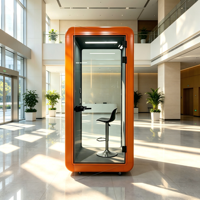 Cabine de bureau modulaire moderne en aluminium insonorisée avec verre trempé, bureau mobile acoustique avec éclairage LED pour immeuble de bureaux et domicile