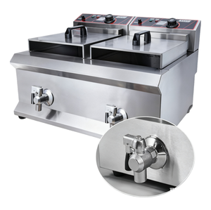 高効率商用ケータリング電気厚いステンレス鋼デュアル3.25KWポテトチップスチキンクッカーディープフライヤードレイン - Product Image 4