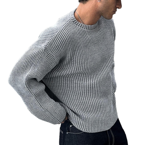 Pull en tricot premium pour homme, 12GG, 100% coton, épaisseur standard, anti-boulochage, respirant, séchage rapide, motif lettres, décontracté - Product Image 1