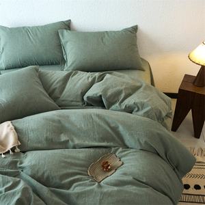 1ชิ้นผ้าฝ้ายบริสุทธิ์ย้อมสบายกระเป๋าบ้านเตียงผ้าลินินเดียวผ้านวมคลุมผ้านวมผ้าฝ้ายซักทึบ1ชิ้น - Product Image 5