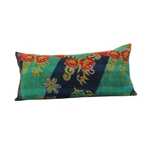 Handmade Cũ Sari Kantha Gối Bìa Vintage Tay Dệt Gối