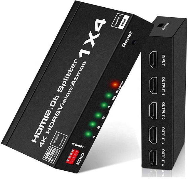 2.0 Version 4K for HDMI Splitter 1 in 4 1x4 for HDMI 2.0 18G 4K 60Hz 4:4:4 Multiple Monitor for HDMI Splitter for Video
