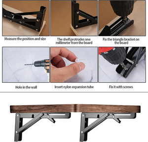 <span class=keywords><strong>Support</strong></span> d'angle mural à 90 degrés en acier inoxydable pour <span class=keywords><strong>table</strong></span> pliante en bois, supports d'étagère auto-connecteurs - Product Image 4