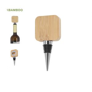 Venta al por Mayor de Accesorios para Bebidas: Tapón de Acero Inoxidable con Logotipo Grabado OEM, con Abridor de Botellas Magnético Integrado de Bambú - Product Image 2