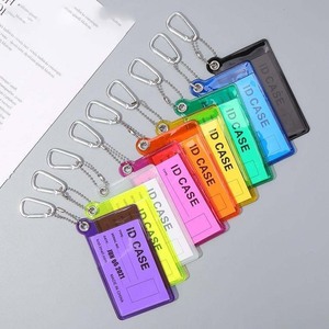 <span class=keywords><strong>Porte</strong></span>-carte d'identité transparent personnalisé UIOWIO, étui vertical en PVC pour <span class=keywords><strong>badge</strong></span> d'identification avec mousqueton, étui d'identification en PVC avec <span class=keywords><strong>porte</strong></span>-clés - Product Image 2