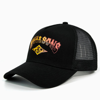 Gorra de béisbol de malla con logotipo personalizado al por mayor, impresión por transferencia térmica, 5 paneles, poliéster y algodón, estilo urbano