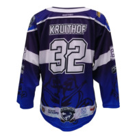 Jersey Hoki Es Kiwi Storm Full Print Buatan Cina, Biru Hitam Putih Blok, Bahan Polyester Bernapas, Pakaian Pertandingan Tim Liga Kustom