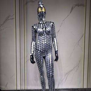 Venta <span class=keywords><strong>de</strong></span> fábrica Sexy Silver Cosplay Ropa reflectante Traje <span class=keywords><strong>de</strong></span> <span class=keywords><strong>serpiente</strong></span> con anteojos para <span class=keywords><strong>mujer</strong></span> para fiestas DJ Club Shows Ballroom Dance - Product Image 3