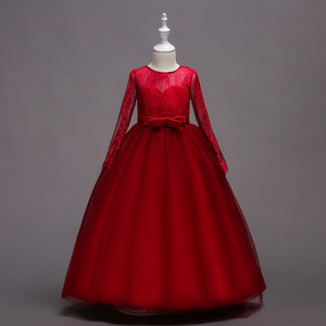 Vestido de Fiesta para Niñas, Manga Larga, Encaje, Morado, Vestido de Princesa para Niña de las Flores, Cuello Redondo, Falda de Tul - Product Image 3
