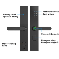 Cerradura Inteligente para Puerta con Huella Dactilar, Contraseña y Tarjeta, con Puerto de Carga Tipo C, para Apartamentos, Hoteles y Familias, Compatible con la Aplicación Tuya TTlock
