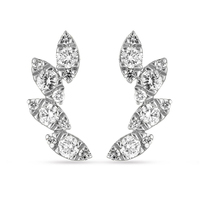 Boucles d'oreilles clous Gemnel en argent sterling 925 plaqué or 18 carats et rhodium, avec zircone cubique, modèle Muses Tiara