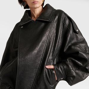 2025 sonbahar eski kadın koyun derisi deri ceket gerçek kabarcık postu kısa uzunluk katı desen boy siluet <span class=keywords><strong>Coat</strong></span> - Product Image 3