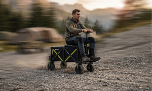 Carrito de Playa Eléctrico Plegable Todoterreno con Ruedas Anchas y Asiento - Product Image 2