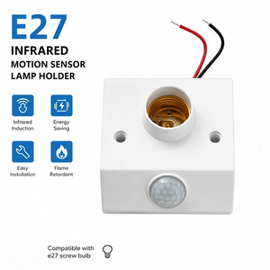 Support de lampe à détecteur de mouvement infrarouge E27, adaptateur de douille LED, installation facile pour l'éclairage intérieur et extérieur - Product Image 1