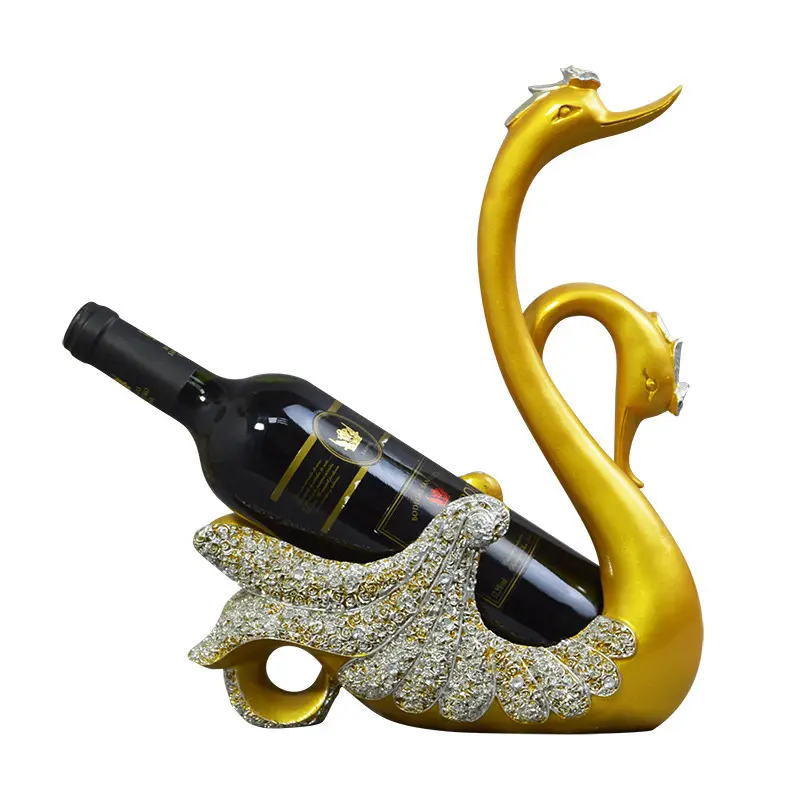 Rak Botol Anggur Dekorasi Rumah, Hadiah Rak Botol Anggur Mewah Bentuk Angsa Mawar Kreatif