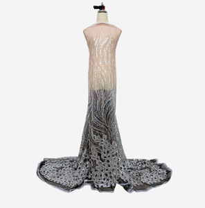 Vert bleu violet coloré dégradé maille paillettes perlées broderie tissu danse Couture robe de mariée fête robe de soirée - Product Image 6
